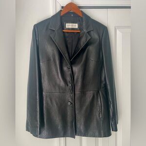 Jones New York black leather jacket M